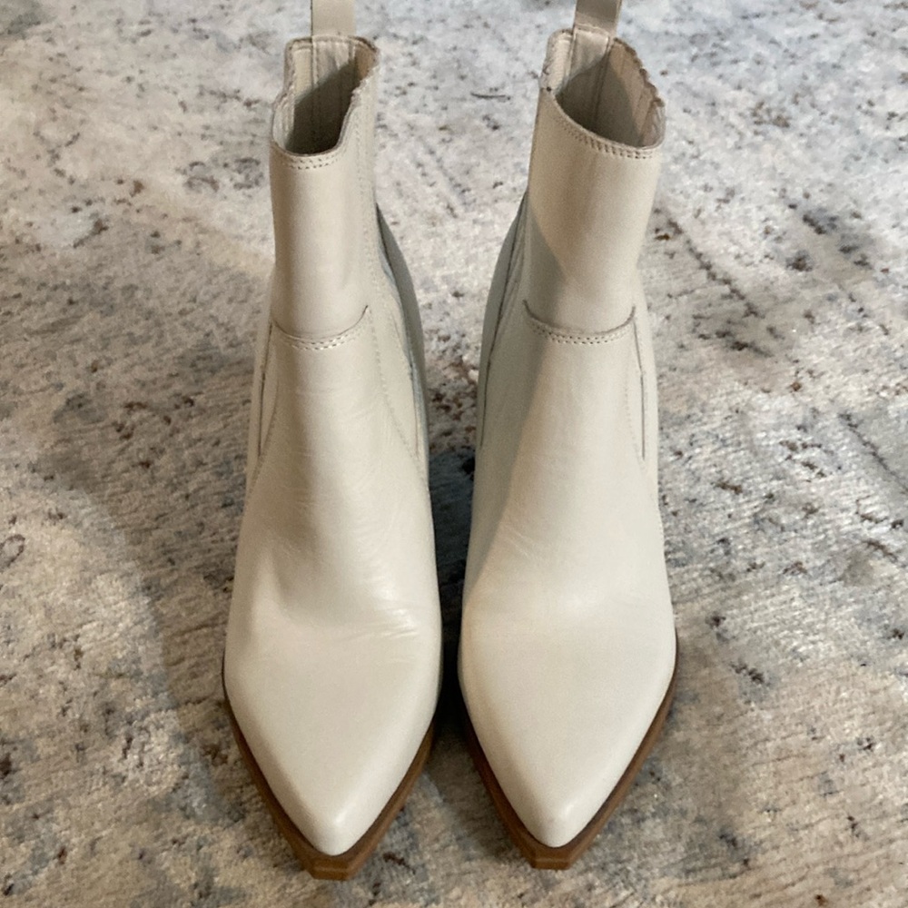 Marc Fisher White Ankle Booties with Pointed Toe